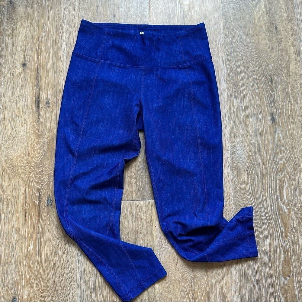 90 Degree By Reflex Indigo Blue Crop Yoga Leggings Athleisure Capri Pants - XS - Picture 2 of 9